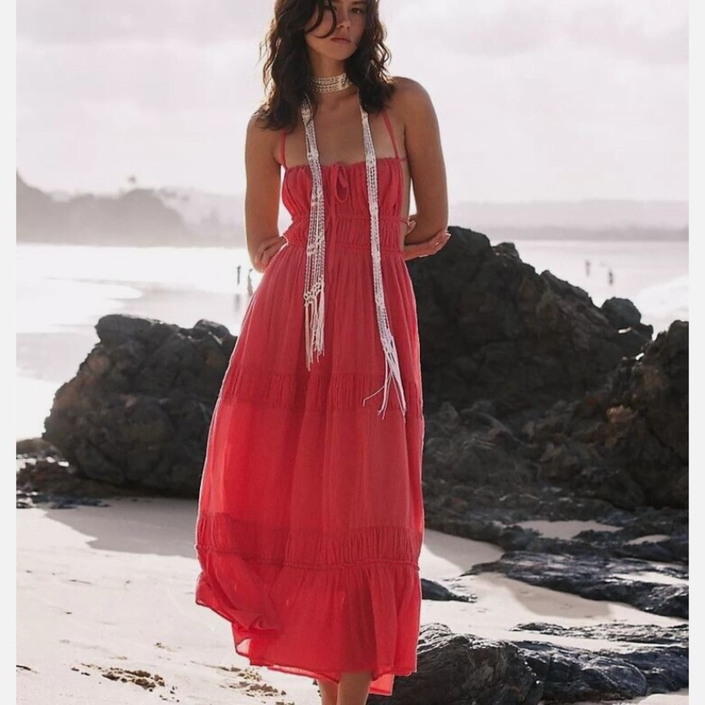 Free People Taking Sides Maxi Dress Sz Small in Talking Rose
